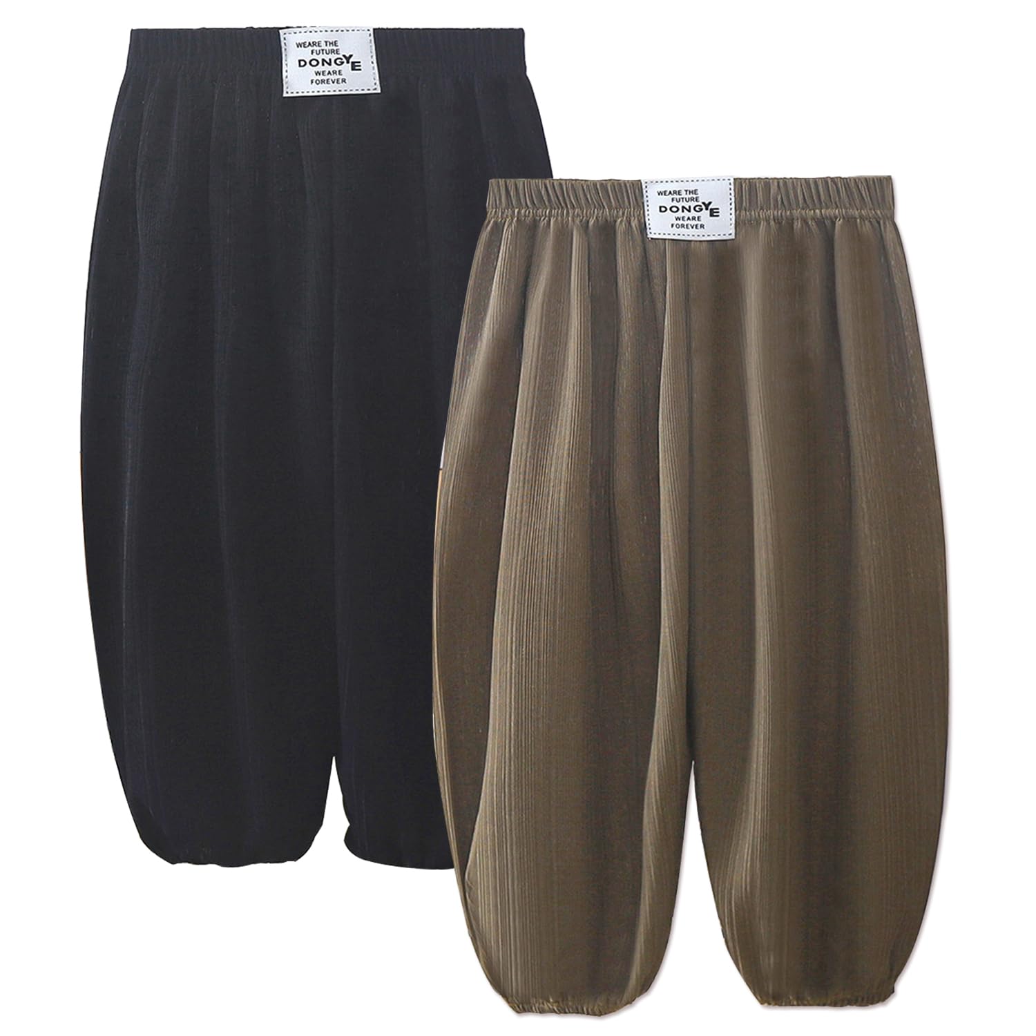Photo 1 of 2-Pack Kids' Breathable Quick-Dry Pants with Elastic Waist Anti-Mosquito Long Pants, Skin-Friendly for Active Boys & Girls (US, Age, 4 Years, 5 Years, Black+Bronze)