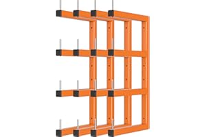 RICIAKIK 4-Pack Lumber Storage Rack, Wood Storage Racks Wall Mount, Heavy Duty Garage Wood Organizer With 8-Level System, Orange Utility Rack Organization Up 1600 Lbs, Metal Lumber Shelf for Indoor & Outdoor