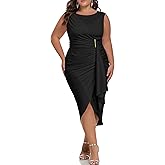 Carrdc Plus Size Dresses for Curvy Women Sleeveless Cocktail Dress