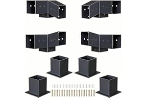 Noliven 8 PCS Pergola Gazebo Brackets-Kits, 3-Way DIY Pergola Corner Bracket, Heavy Duty Metal Bracket, Suitable for Outdoor 