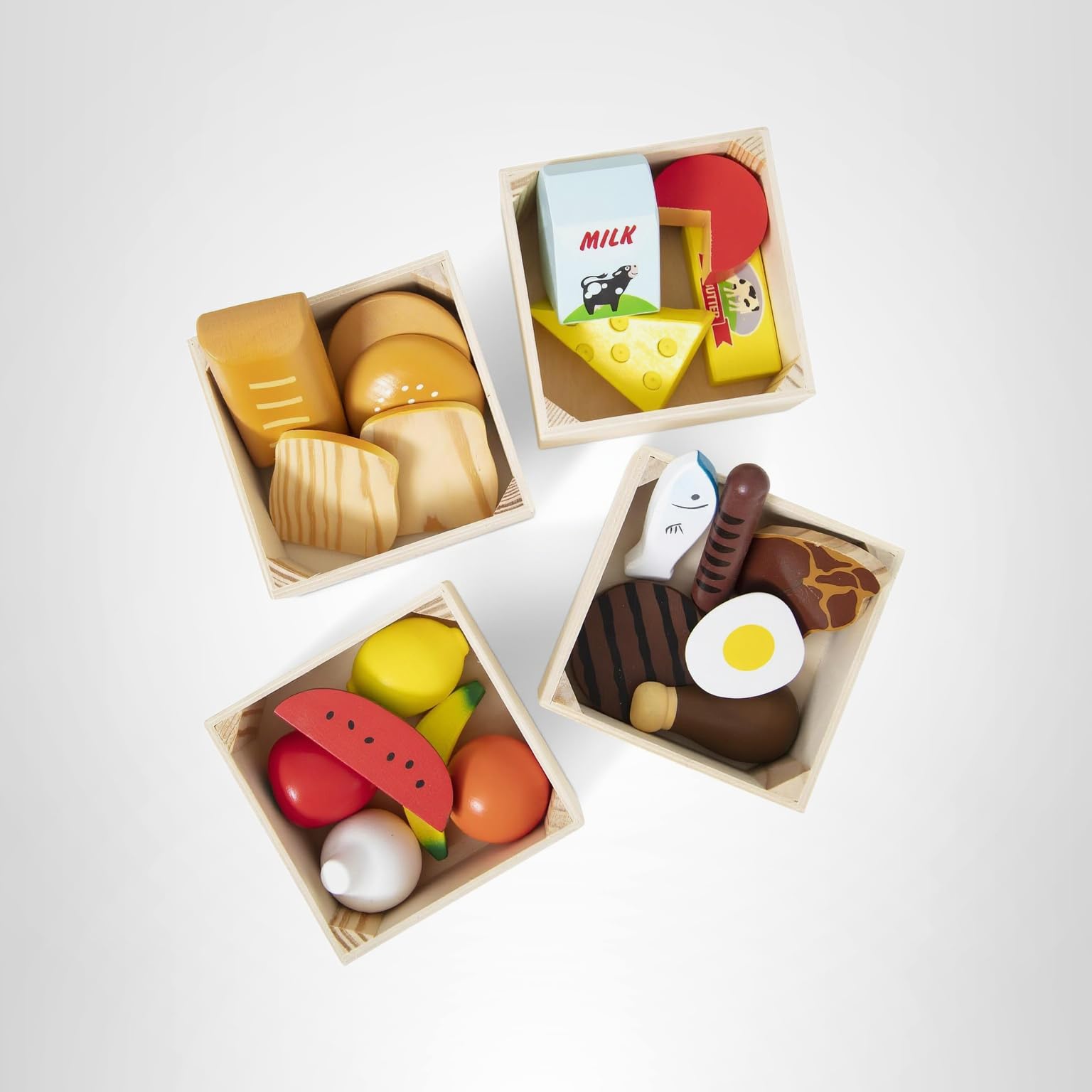 Melissa & Doug Food Groups - 21 Hand-Painted Wooden Pieces and 4 Crates
