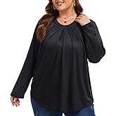Cozigion Womens Plus Size Tops Tunic Long Sleeve Shirts Casual Loose Soft Blouse 1XL-5XL