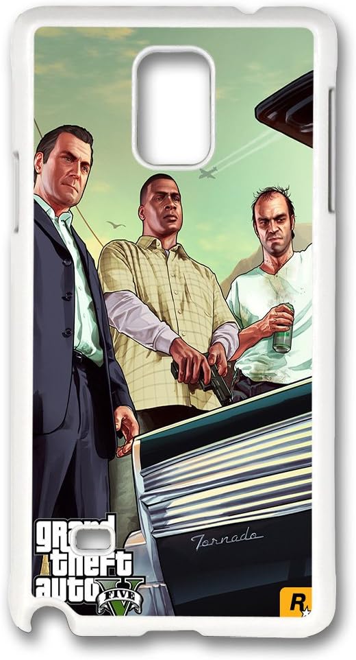 Galaxy Note 4 Case, Creativity Design Gta 5 Michael Franklin Trevor Car Trunk Creativity Print Pattern Perfection Case [Anti-Slip Feature] [Perfect Slim Fit] Plastic Case Hard White Covers for Samsung Galaxy Note 4