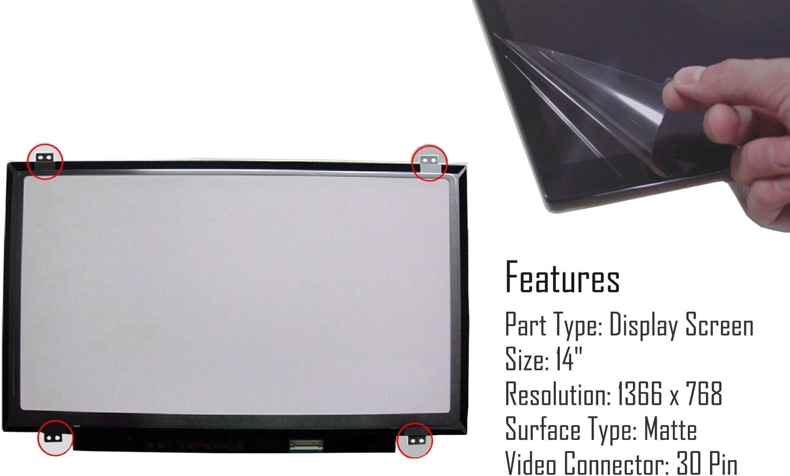 AJPARTS UK New Compatible with B140XTN02.E Laptop Screen 14.0" LED LCD WXGA HD Display Matte Panel 30 Pin Non Touch
