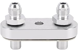 SIXRUN 6AN Transmission Cooler Line Adapter Plate for 6L80E 6L90E 8L90E, CNC Machined Aluminum Alloy, Dual Port, with Gasket