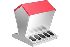 shengyi 11.5-55lbs Galvanized Chicken Feeder - Rat Proof Poultry Feeder with Lid Weatherproof Outdoor Coop Food Dispenser (25lbs 11.75x11.75x15.75in)