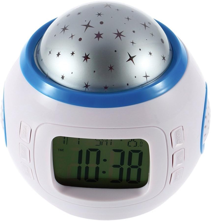 Everyday Yolo Music Starry Star Sky Projection Alarm Clock Calendar Thermometer