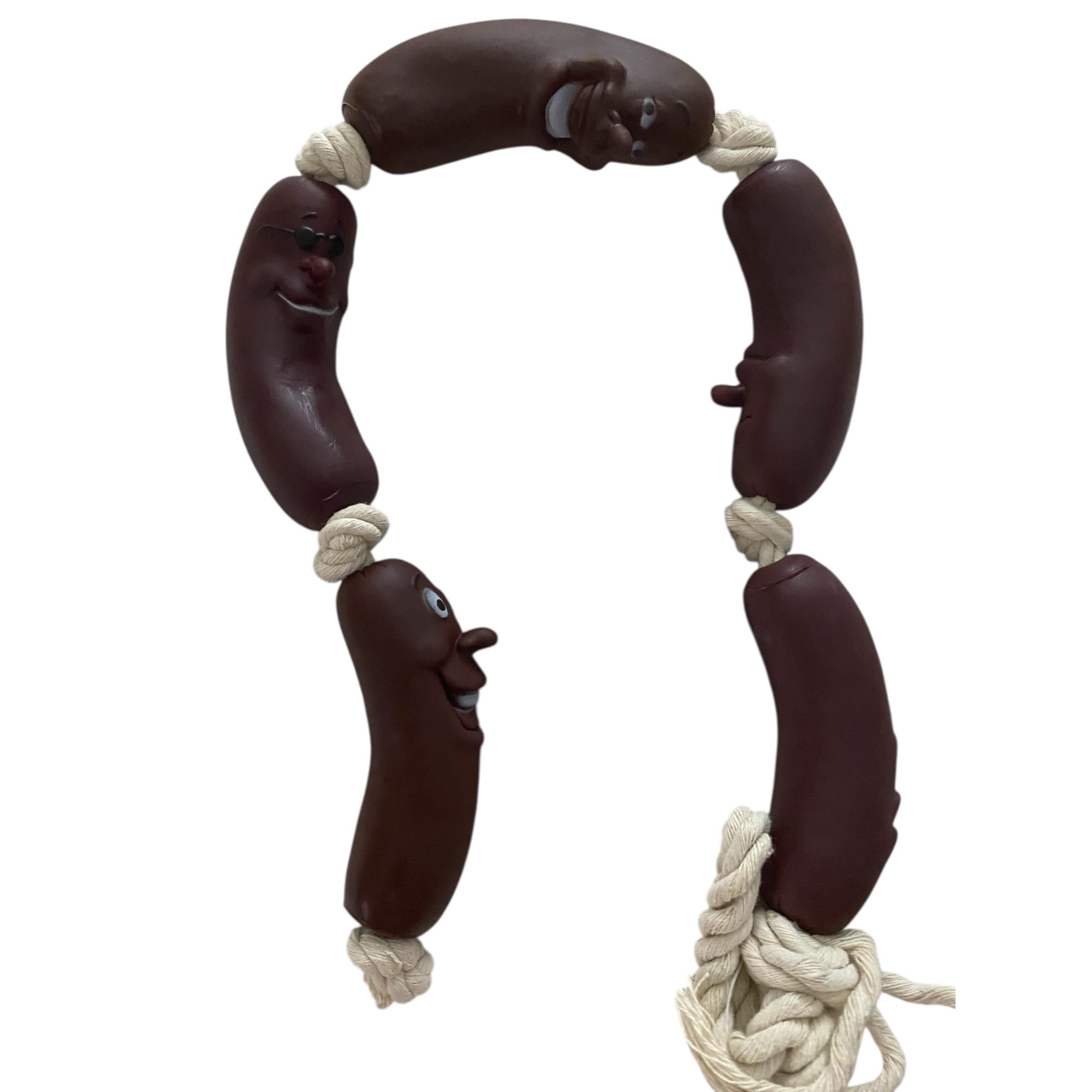PET DOG PUPPY TOY FETCH 5 PIECE SAUSAGE ROPE TOY 75 CM (29")