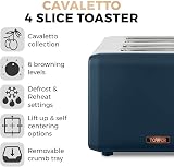 Tower Cavaletto 4-Slice Toaster Midnight Blue Rose Gold 1800W Defrost Reheat view 2