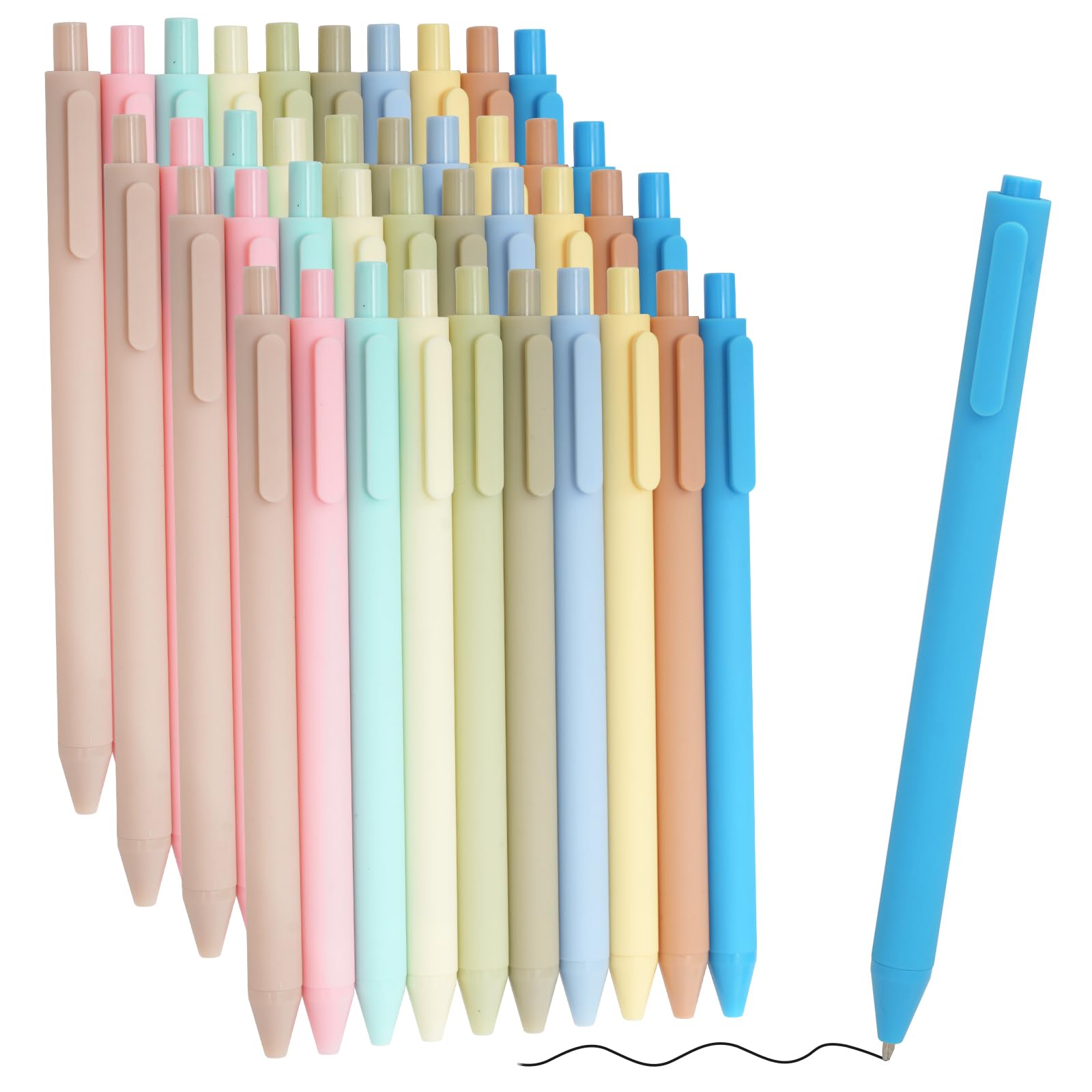 CUWELT 40PCS Ballpoint Pens Black Ink, Retractable Pastel Gel Ink Pens, 0.7mm Rollerball Pen, Cute Roller Ball Pen, Smooth Writing Fine Point for Office Home Gift Supplies