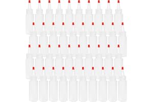 Bekith 40 Pack 2 oz Plastic Squeeze Condiment Bottles with Red Tip Caps, Small Empty Refillable Bottles for Icing, Cookie Dec