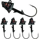 Reaction Tackle Tungsten Fish Head Jig Heads, Realistic 3D Eye Swimbait Jig Heads with Bait Keeper for Bass and Walleye, Freshwater and Saltwater Fishing (5-Pack)