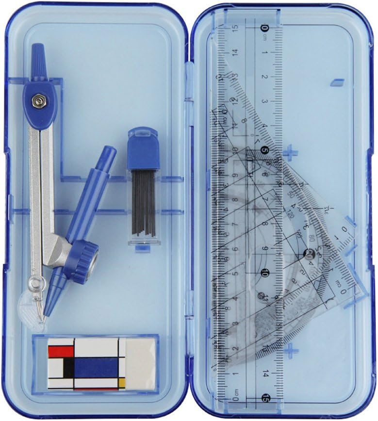 Clobeau Study 16-piece Compass and Geometry Kit Drawing Drafting Tools Set for Students with A Zipper Bag : Office Products