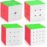 D-FantiX Speed Cube Set 2x2 3x3 4x4 5x5, Adult Stress Relief Fidget Toys | Stickerless Frosted, Problem-Solving Brain Teaser, Kids Travel Toys, Birthday Gifts Stocking Stuffers for Teen Boys Girls