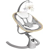 ANGELBLISS Electric Baby Swing with Cry Detection and Remote, Grey | 5 speeds, 180° rotation, 3 recline positions, Bluetooth 