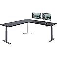 Vari ComfortEdge L-Shape Desk- Varidesk Height Adjustable Electric Standing Desk- Durable Laminate Top- Sit and Stand Reversible Corner Desk for Home Office - Black, 80”x80”