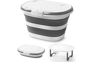 Zonopy Collapsible Bucket, Upgraded 16L (4.2 Gallon) Collapsible Mop Bucket with Multi-Functional Lid, Foldable Portable Camping Beach Sand Water Pot Pail Space Saving Square, Car Washing Bucket