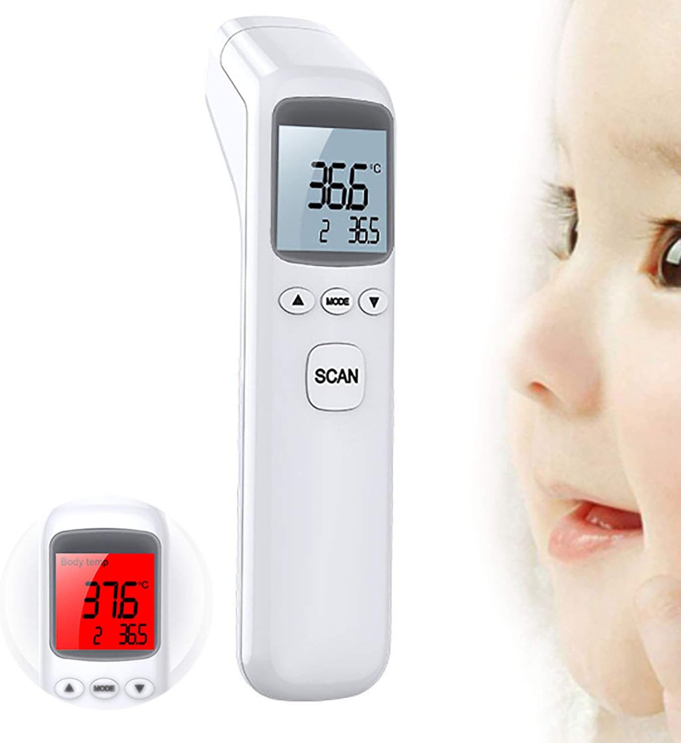 LEILEI Infrared Forehead Thermometer For Baby,digital Non Contact Temperature Gun,handheld Household Temperature Measurement Laser Thermometer White