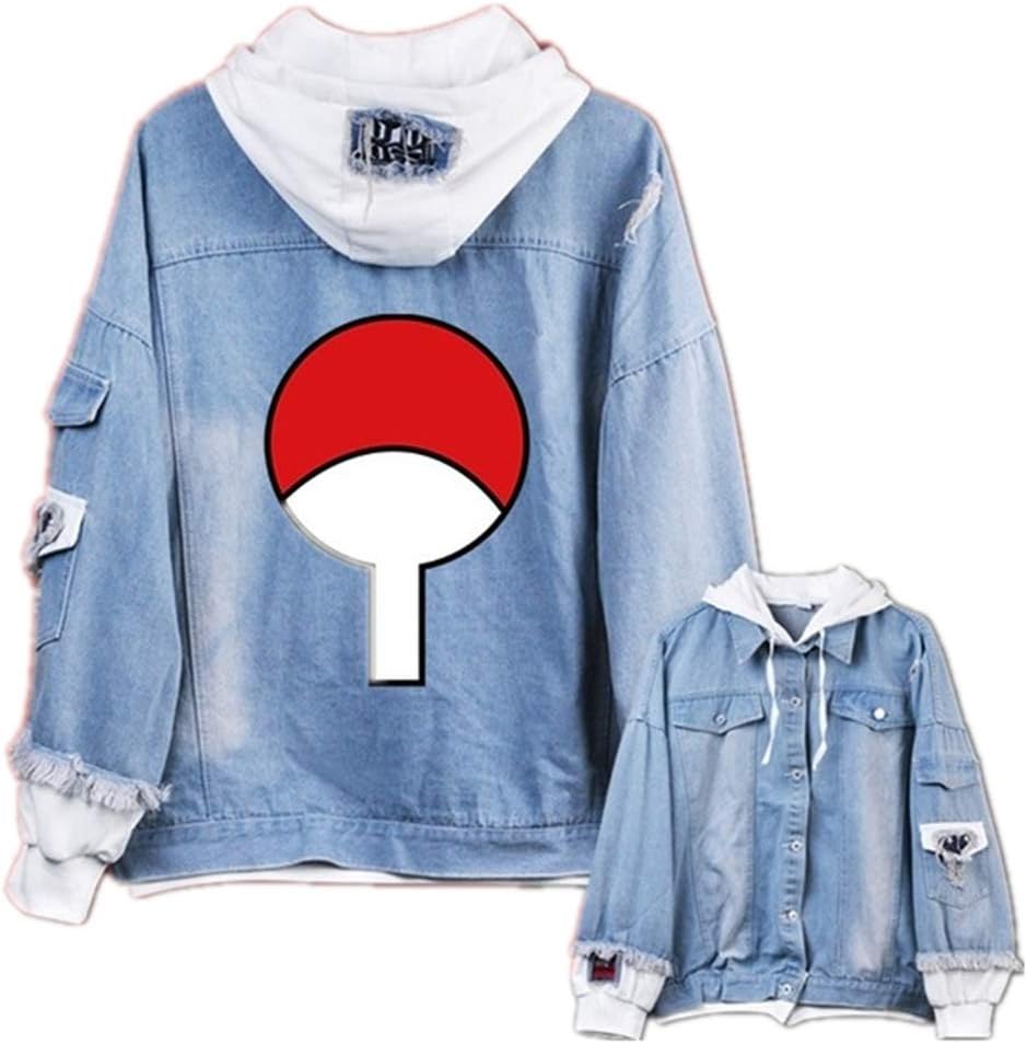 Anime Naruto Cosplay Uchiha Sasuke Jacket Sweatshirt Denim Fleeces Costume Hoodie