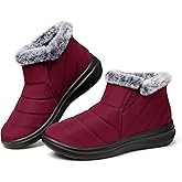 SHIBEVER Winter Waterproof Boots for Women: Snow Womens Ankle Fur Lined Shoes Slip On Warm Insulated Winter Boot