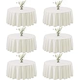 joybest 6 Pack Round Tablecloths - 60 Inches in Diameter Ivory Table Cloth Fit 20 to 42 Inches Tables, Washable Polyester Fabric Table Cover for Wedding Banquet Birthday Party Buffet