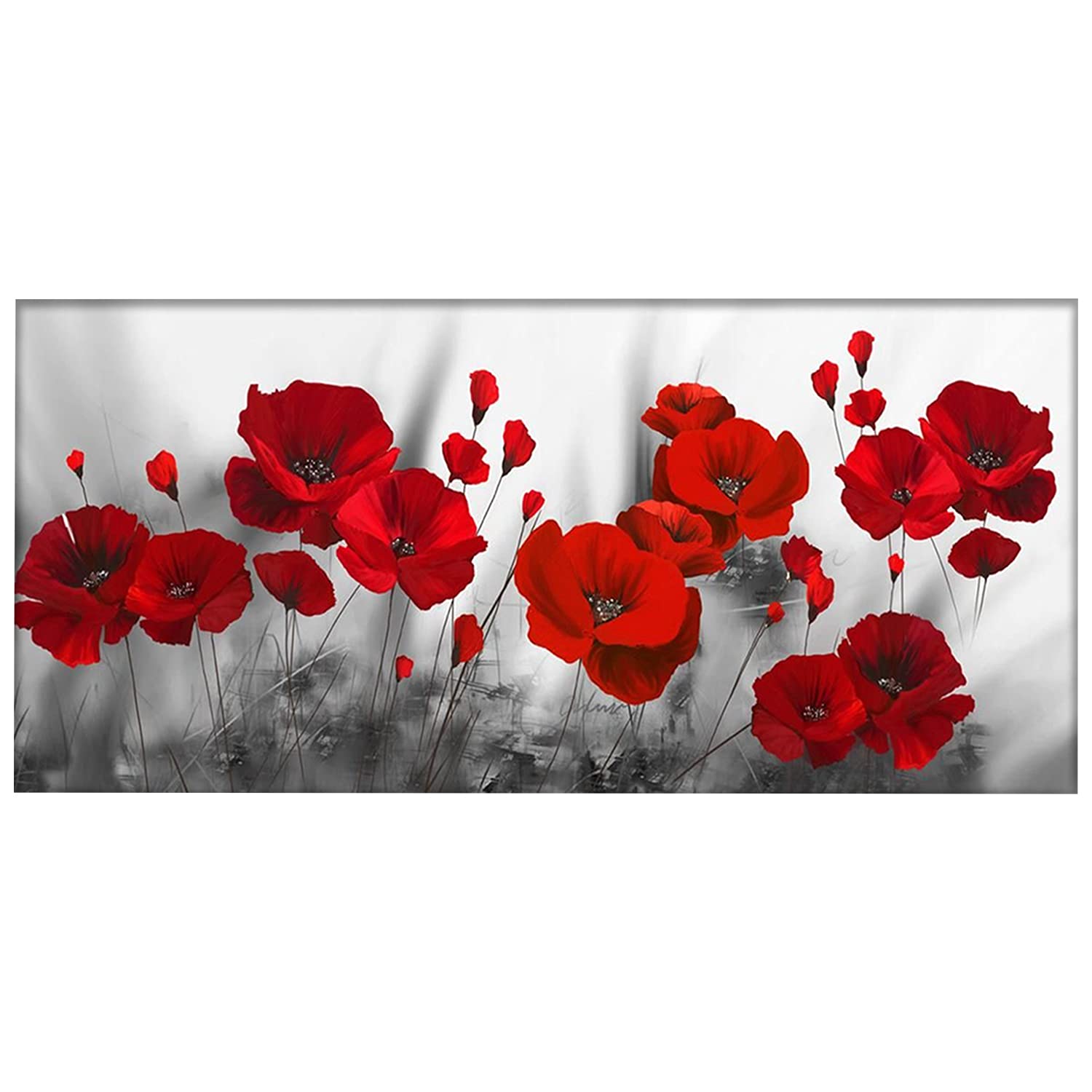 DCIDBEI Diamond Painting 5D DIY Full Drill Flower Diamond Art Red Rose Cross Stitch Kits Adults Rhinestone Embroidery Craft Art Supplies Crystal Accessories for Home 100x50cm/39x19 inches