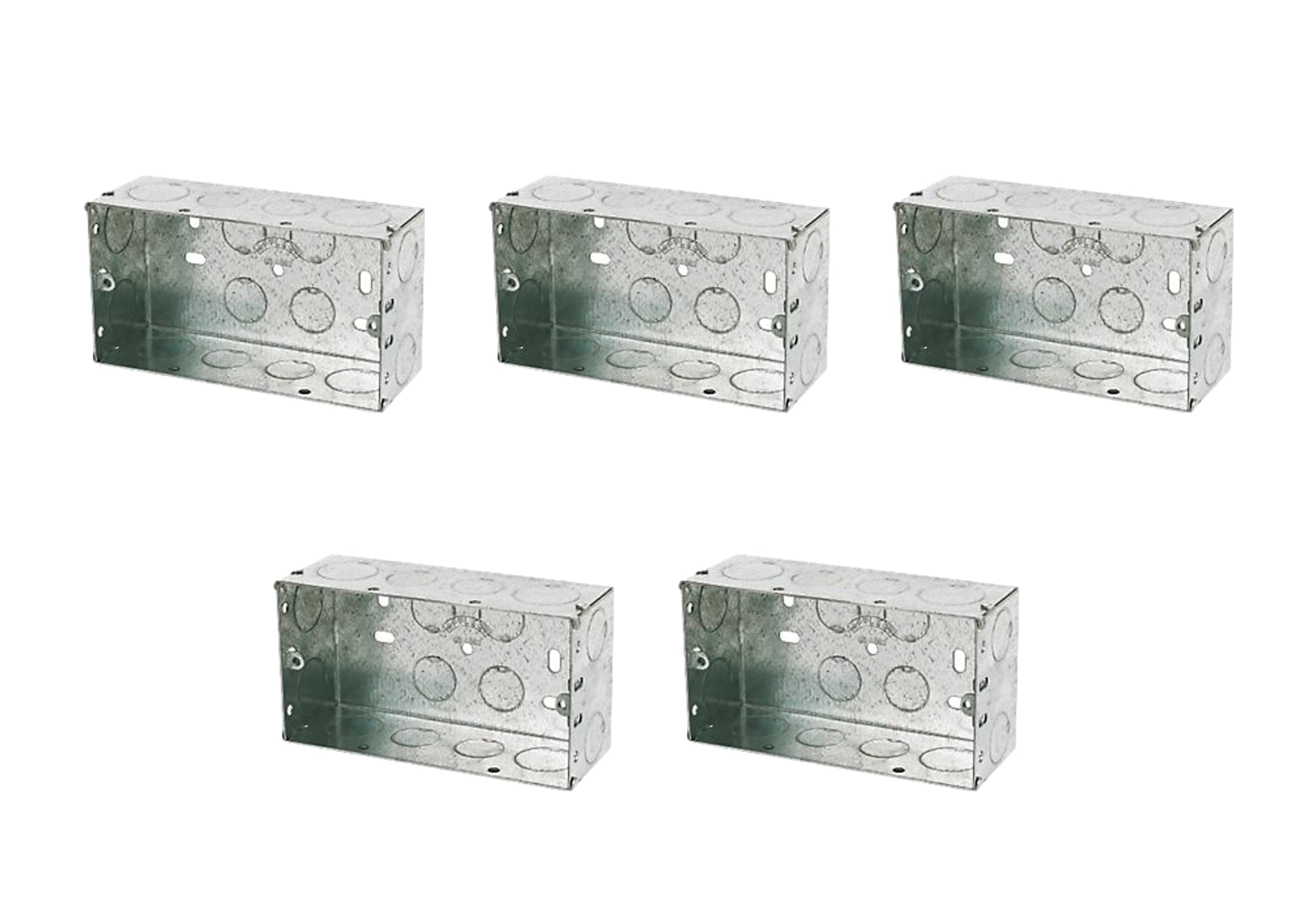 CED Single/Double Flush Electrical Metal Socket/Switch Back Boxes 25mm 35mm 45mm Wall Pattress (5, 2 Gang 25mm)