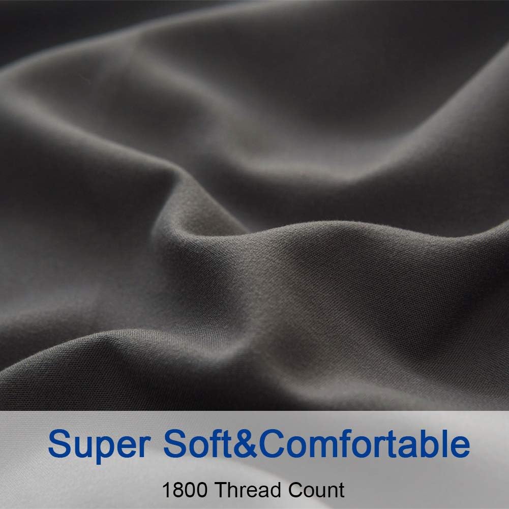 SONORO KATE Bed Sheet Set Super Soft Microfiber 1800 Thread Count Luxury Egyptian Sheets 16-Inch Deep Pocket Wrinkle and Hypoallergenic-4 Piece(Queen Dark Grey): Home & Kitchen