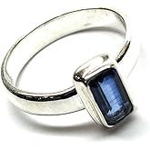 Natural Royal Blue Kyanite 925 Solid Sterling Silver Engagement Ring Size 7