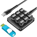 One Handed Macro Mechanical Keyboard, Multifunctional Mechanical Gaming Keypad with 9 Fully Programmable Keys Support NKRO, H