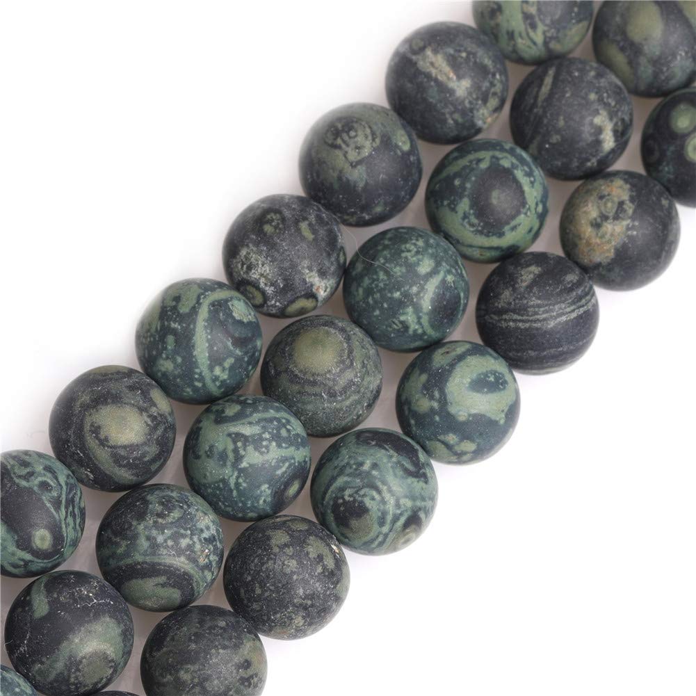 Sweet & Happy Girl's Store SHGbeads 12mm Frost Matte Blue Kambaba Jasper Semi Precious Gemstone Round Loose Beads for Jewellery Making DIY Handmade Craft Supplies 15"