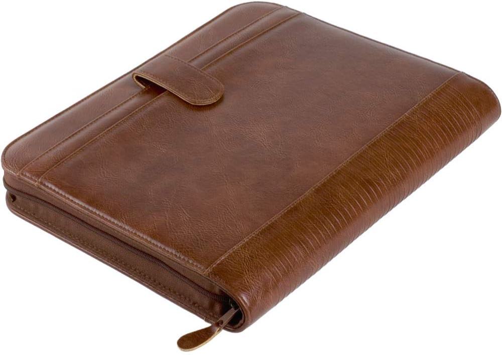 Alassio VITERBO 30053 Ring Binder DIN A4 Format Writing Case Made of FINEtouch Imitation Leather Document Folder Brown Approx. 29 x 36 x 5 cm