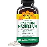 Country Life Target-Mins Calcium Magnesium with Vitamin D-Complex, 1000mg/500mg/10mcg, 360 Vegan Capsules, Certified Gluten Free, Certified Vegan, Verified Non-GMO Verified…