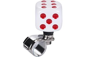 Bashineng Steering Wheel Knob Dice Power Handle Spinner Suicide Turning Driving Universal Fit Most Vehicles Cars Trucks Tractors Mowers Forklifts Boat Golf Carts (White+Red)