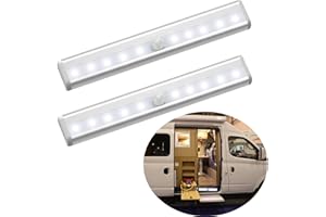 WEDFEIR 2pcs Motion Activated RV Step Lights, 10 LED Battery Operated Motorhome Motion Sensor led Light Strip, Magnetic Night Light Bar for Motorhome Travel,Travel Trailers, Camper.