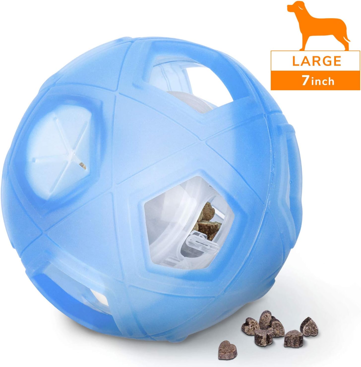 Dog Treat Ball, 7” Interactive IQ Treat Dispensing Ball Toy with