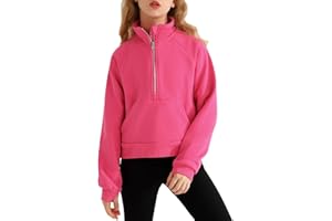 Adarl Girls Sweatshirts Half Zip Cropped Hoodies for Girls Stand Collar Fall Pullover with Pockets Thumb Hole 7-14Y