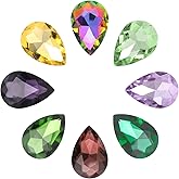 MECCANIXITY 8Pcs 18 x 25mm Teardrop Rhinestones Glass Pointed Back Rhinestone Beads Gems for Jewelry Making Costume Crystal Embellishments Crafts,Multicolor