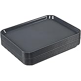 CadineUS 12-Pack Serving Trays, Plastic Fast Food Trays, Grey