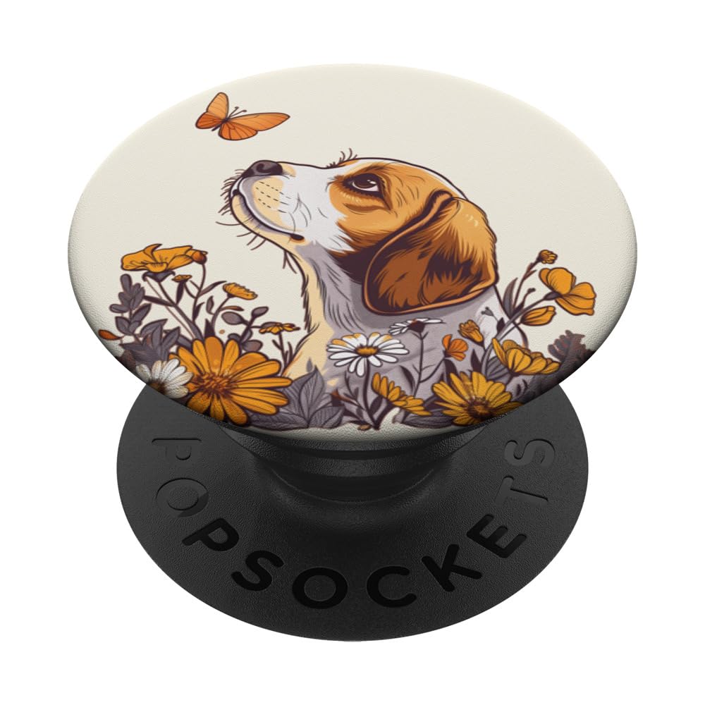 Beagle Butterfly Cute Dogs Beagle Lover PopSockets Swappable PopGrip