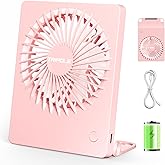 TriPole Mini Portable Desk Fan Rechargeable Ultra Quiet Small Fan 4.5 Inch Personal Travel Fan with 180° Tilt Folding and 3 Speeds Adjustable for Office Desktop Bedroom (Pink)