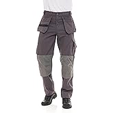 Men's Heavy Duty Construction Pants with Cordura Knees & Tool Pockets - Durable Work Trousers