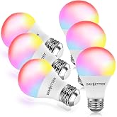 DAYBETTER Smart Light Bulbs, RGBCW Wi-Fi Color Changing Led Bulbs Compatible with Alexa &amp; Google Home Assistant, A19 E26 9W 800LM Multicolor Bulb, No Hub Required, 6 Pack