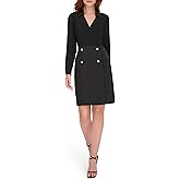Tommy Hilfiger Womens Jersey/Crepe Mix Faux Wrap Double Breasted Shirt Dress Dress