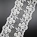 2 Yards 4-1/4 Inches White Cotton Floral Faux Pearls Embroidered Lace Trims Fabric DIY Craft Supply