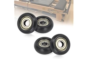 MOTOQUEEN Replacement Roller Wheels For Aero Pilates Reformer Set of 4, Easy to Install, Smooth & Quiet Glide,Black