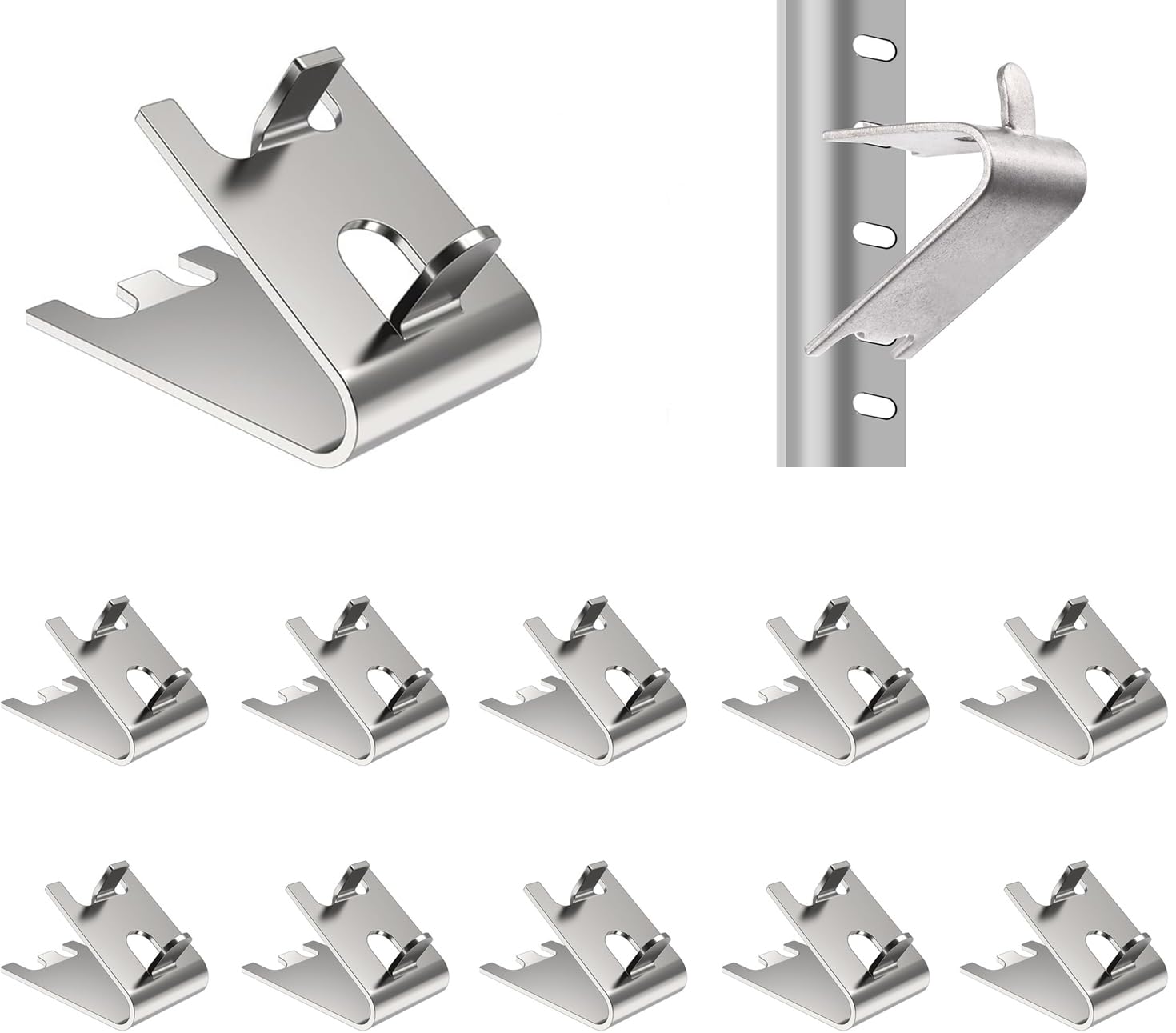 Photo 1 of 10 Piece Set of 920158 Freezer Shelf Clip, Stainless Steel, Refrigerator Refrigerated Shelf, Refrigerator Freezer Brackets, Shelf Square Buckles Clips, Sturdy Material