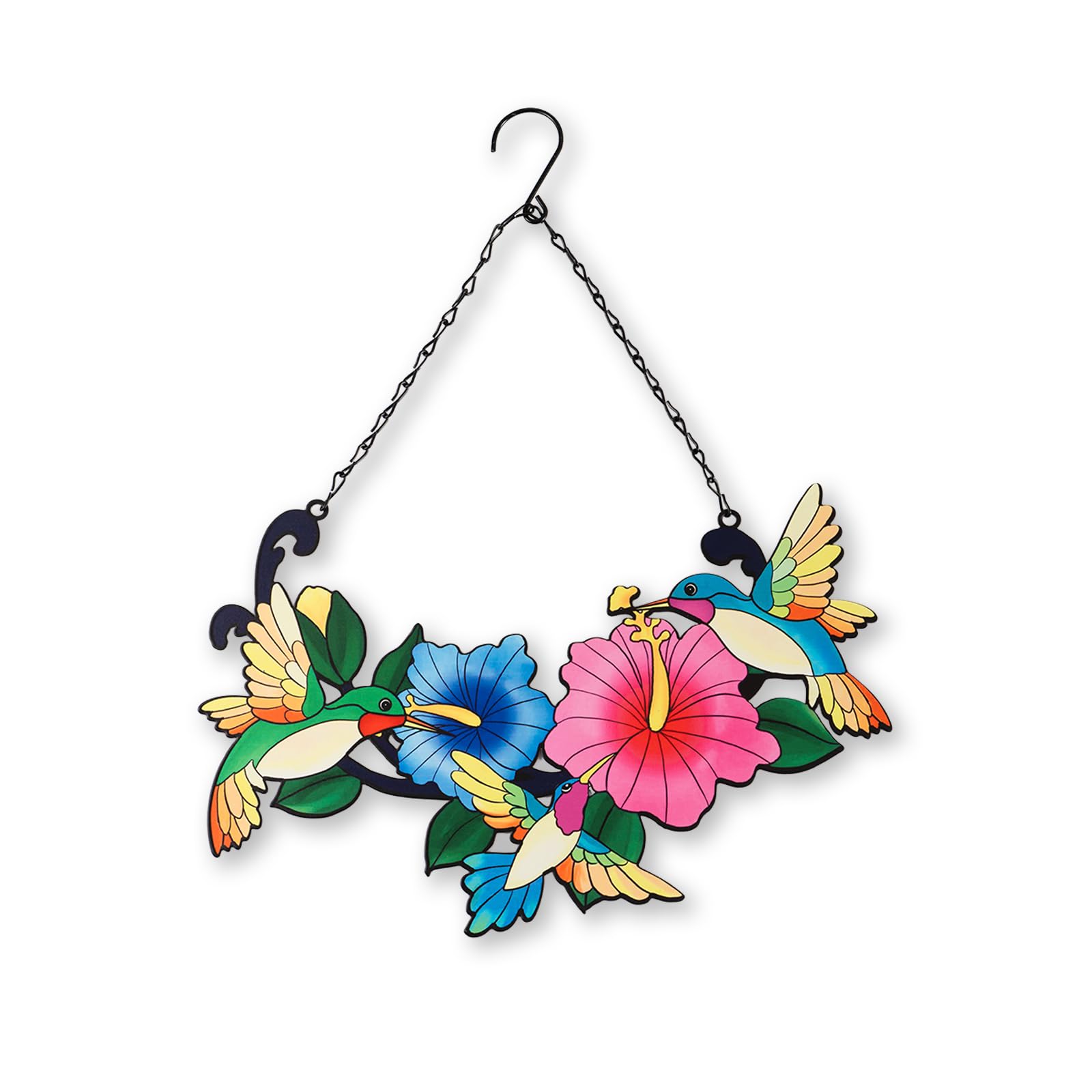 Photo 1 of Jusimux Metal Hummingbird and Flower Wall Art Decor for Your Patio, Garden, Fence Art Decor, Indoor and Outdoor Hanging?Gift for Family Friends