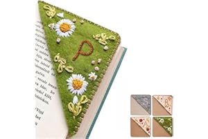 XINHELAN Personalized Hand Embroidered Corner Bookmark, 26 Letters Cute Flower Embroidered Corner Bookmark Embroidery Book Marker Clip for Book Lovers Bookmarks for Reading Lovers Meaningful GIF (Summer, P)