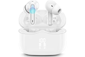 XINWLD Wireless Earbuds, Bluetooth 5.3 Headphones in Ear with 4 ENC Noise Cancelling Mic, HiFi Stereo Deep Bass Wireless Earphones 40H Playtime, in-Ear Earbud Bluetooth Dual LED Display IP7 Waterproof, White